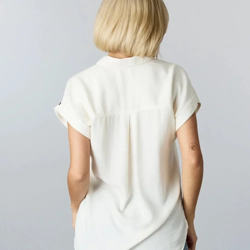 Sandra Button-Up Blouse - Ivory White - Picture 4 of 4
